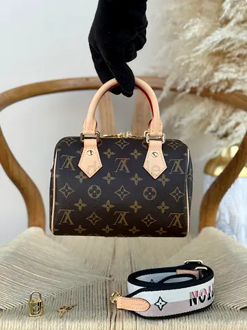 Louis Vuitton Mini Speedy Bag with Strap - Brown Monogram