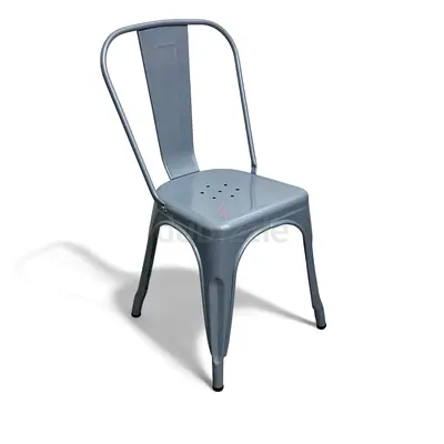 Industrial Metal Dining Chair - Grey Tolix Style