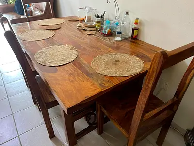6-Seater Dining Table with 4 Chairs – Good Condition