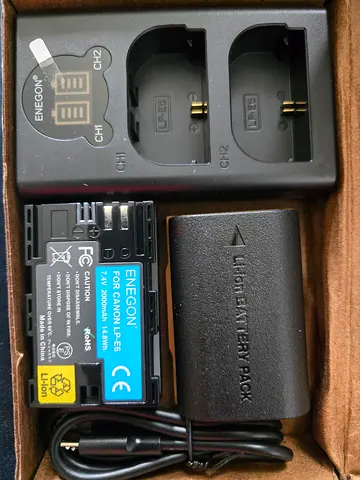 Canon LP-E6 compatible batteries + dual charger (ENEGON)
