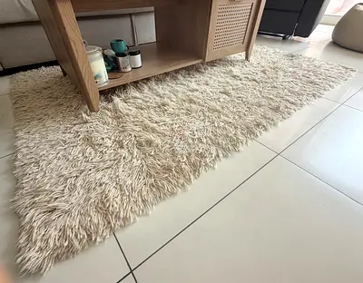 Beige Shaggy Rug - Soft High-Pile Area Rug (Good Condition)