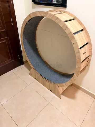 Wooden Cat Exercise Wheel with Carpet Lining