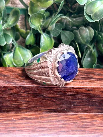Sapphire silver ring for man