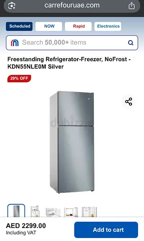 Due to relocation - Silver Freestanding Refrigerator-Freezer, NoFrost, Top Freezer