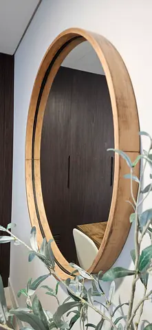 Stunning Large Round Wooden Mirror (105cm Diameter) – Premium Statement Piece