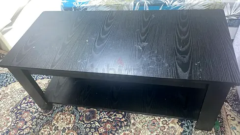 Black Wooden Coffee Table with Storage Shelf