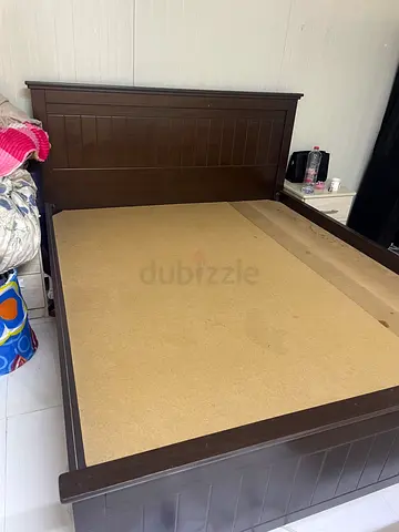 Dark Wood Double Bed Frame - Good Solid Condition