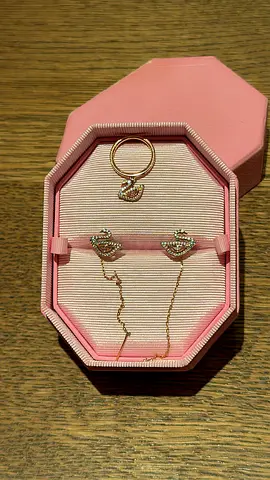 Swarovski Swan Jewelry Set Ring and Earrings