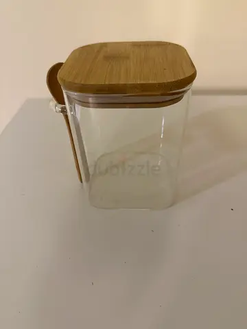 Clear Glass Storage Jar with Bamboo Lid - Small