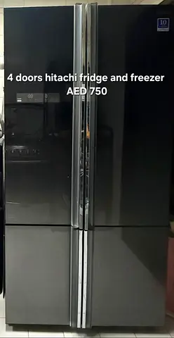 Hitachi 4-door fridge freezer - black, good working condition