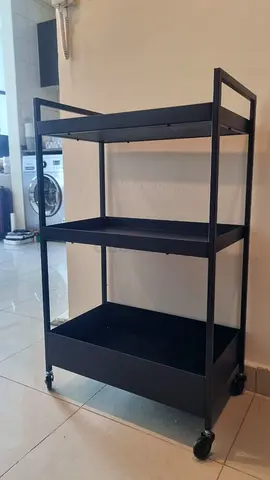 🛒 IKEA NISSAFORS Black Rolling Metal Storage / Utility Trolley with 3 Shelves