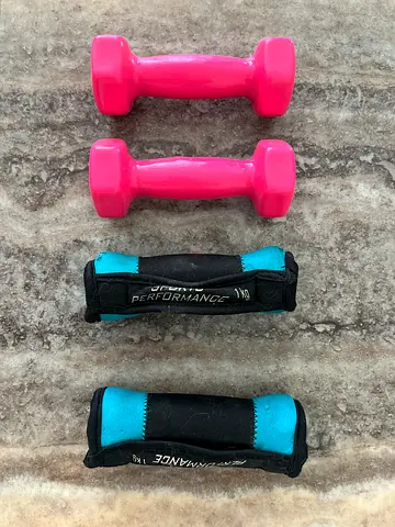 All together dumbbells and wrist/ankle 1kg weights each – used, good condition