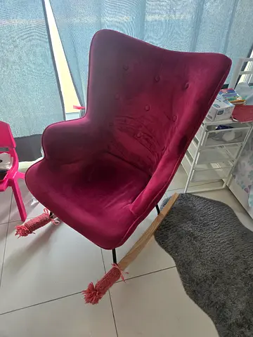 Maroon Velvet Accent Chair in Good Condition