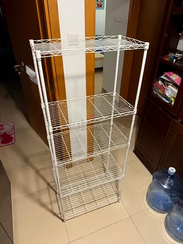 White 5-Tier Metal Wire Shelf Rack - Good Condition- Height 150 cm