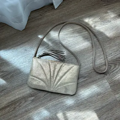 Genuine Leather Gold Crossbody Bag
