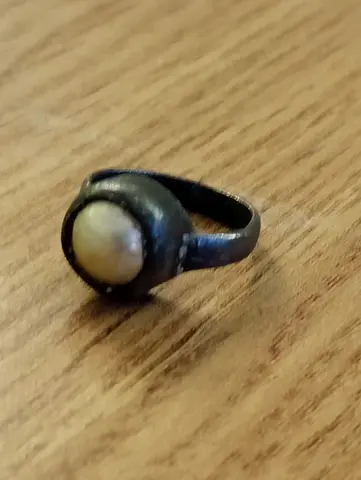 Vintage Handmade 925 silver ring with natural pearl