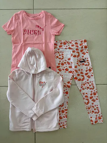 Puma Girls Matching Set Tshirt Leggings and Hoodie
