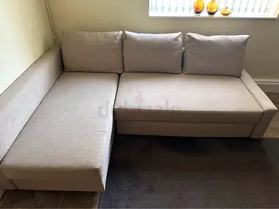 ikea Beige L-shaped 3-seater Sofa with Chaise (Good Condition)