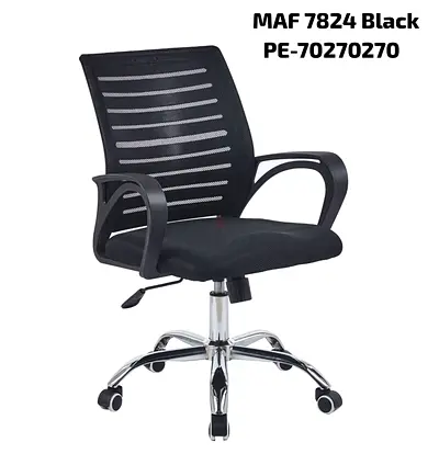 Black Mesh Office Chair with Armrests and Chrome Base (Adjustable Height)