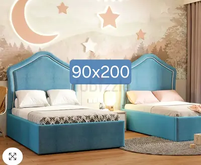 Luxury Velvet Single Size Bed – Modern Design With Mattress