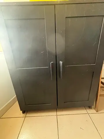 Compact black freestanding wardrobe / storage cabinet - good condition