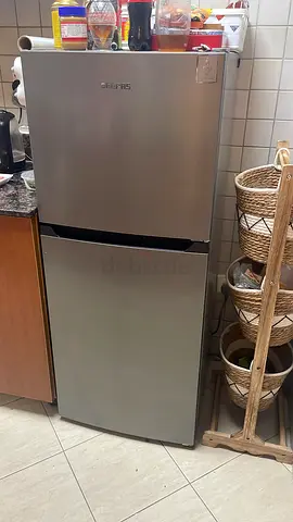 Silver double-door refrigerator - good working condition