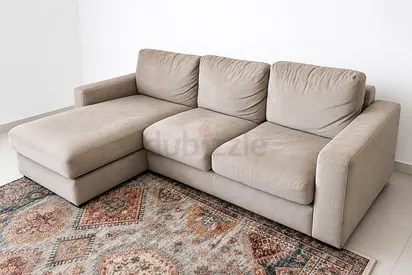 Beige L-Shape 3-Seater Sofa with Chaise