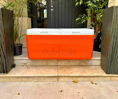 Large Orange Outdoor Cooler Ice Chest - Good Condition