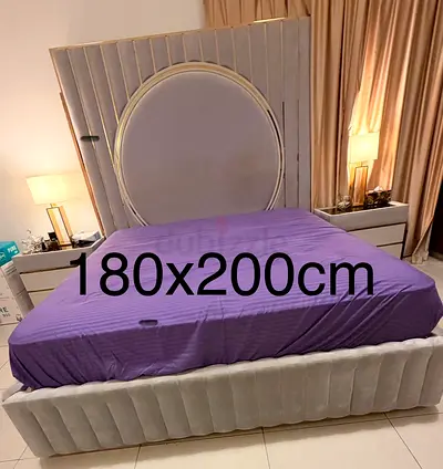Pan home Queen Size Upholstered Bed with Decorative Headboard 180x200cm side table and dresser