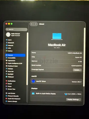 Apple MacBook Air M2 2022 8GB RAM 13.6-inch Liquid Retina Display