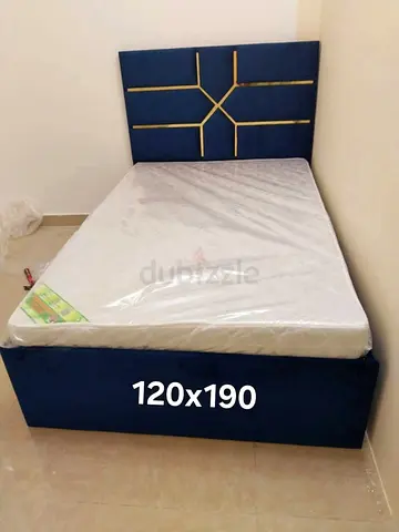 Single Bed with Headboard and Storage Base - 120x190cm, Blue
