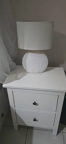 2 x White Two-Drawer Nightstand (Set)