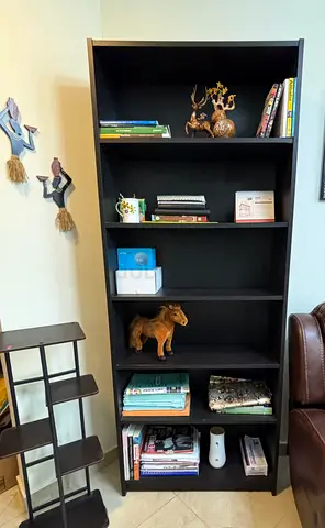 Black 6-Shelf Bookcase / Open Bookshelf - Good Condition