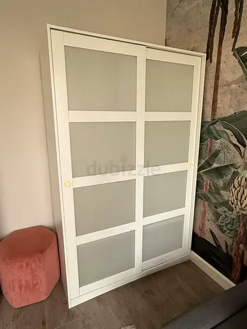 IKEA White 2-Door Wardrobe with Sliding Mesh Panels