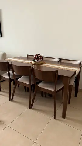 Home Center Solid Wood 6-Seater Dining Table with Chairs