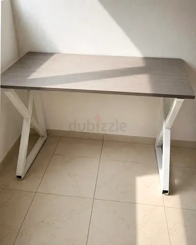 Wooden Top Study/Computer Desk with White X-Leg Frame