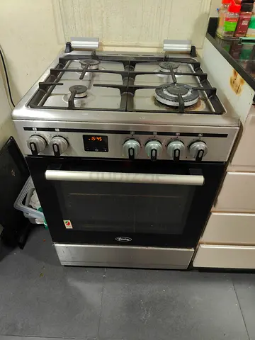 Terim freestanding gas cooker with oven and glass lid - stainless steel, 4 burners