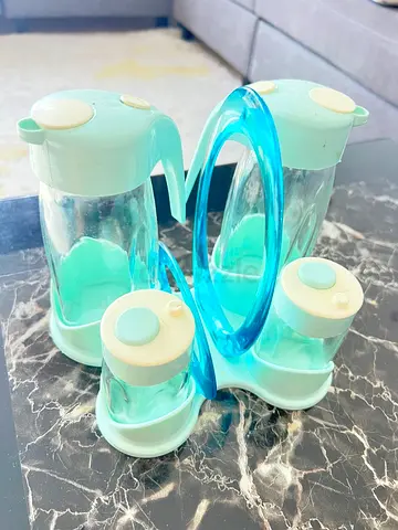 Light Blue Salt and Pepper Glass Set - 4 Pieces