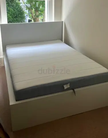 Malam double size bed 140/200cm bed with 2 storage drawers underneath and Ikea mattress is available