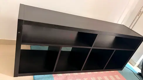 Black Cube Storage Shelf / Media Console - 6 Compartments