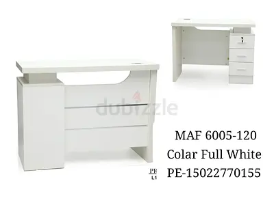 White Salon/Manicure Table with Drawers - Full White