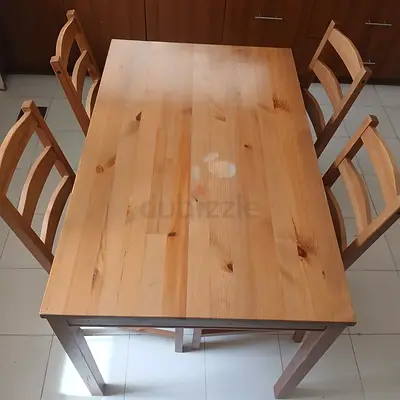 Dining Table with 4 Chairs - Light Pine