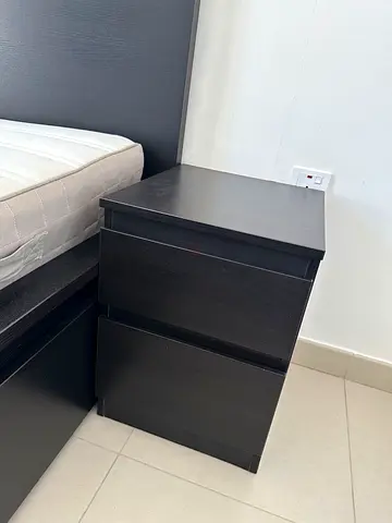 Ikea 2 x Bedside Tables with 2 Drawers / Dark Wood Nightstand