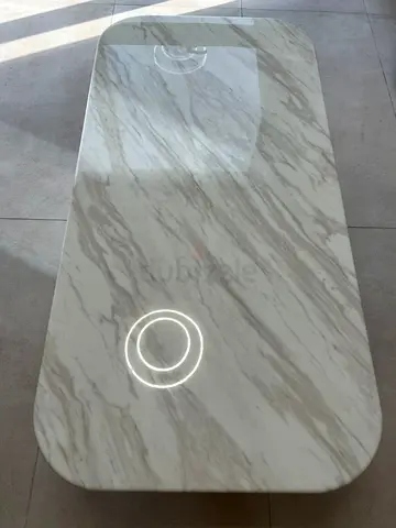 Marble-top Coffee Table with Wooden Legs - Good Condition