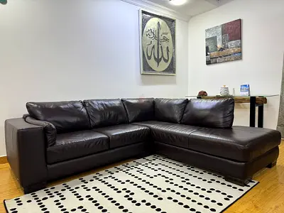 NATUZZI Italian Leather L Shaped Sofa