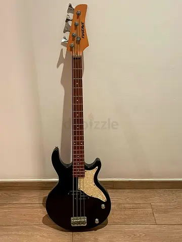 First Act 4-String Electric Bass Guitar – Black with Pearloid Pickguard