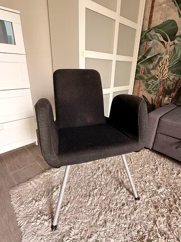 IKEA Grey fabric armchair with metal legs - good condition
