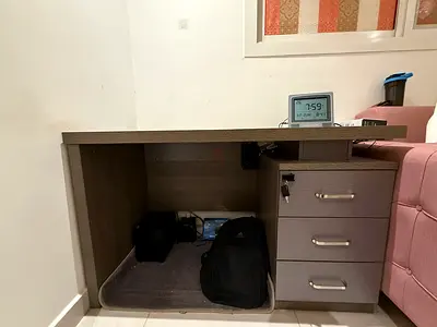 Wooden Study Desk with 3 Drawers - Light Grey