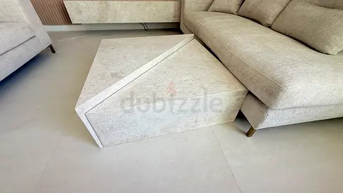 Modern square marble-look coffee table, like-new