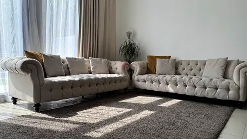 2 Nos Elegant 4-Seater Chesterfield Sofa Set – Excellent Condition